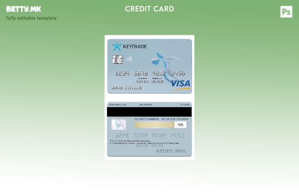 Шаблон за банкарска виза картичка во модерен стил Белгија Keytrade